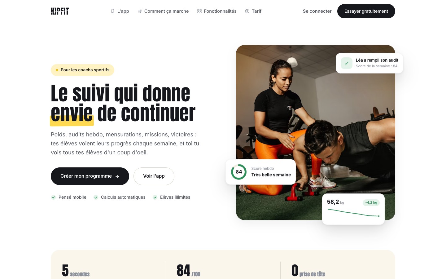 KIPFIT : SaaS de suivi pour coachs sportifs